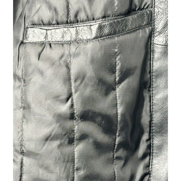 Sequence Womens Leather Jacket Lined Pockets Collar Full Zip Black Size 16 - Picture 12 of 16